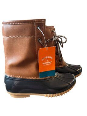 The Original Duck Boot By Sporto  YOUTH  Size 6M Tan & Black Faux Fur Lined Wate